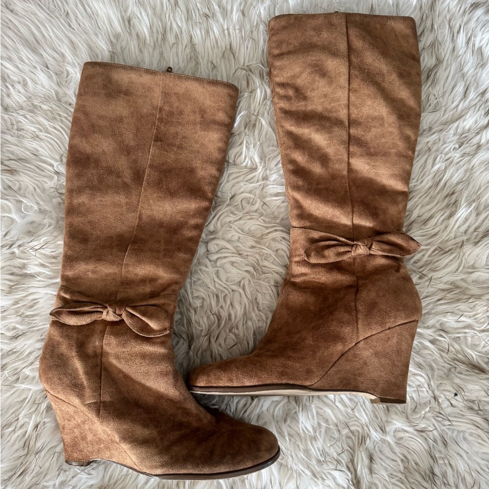 ❤️Like New❤️ Amanda Smith Tan Knee High Suede Wedge Boots❤️